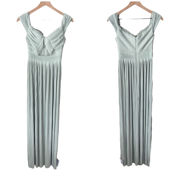 Asos premium lace and pleat Bardot maxi dress sage green NWT 4 - Picture 7 of 12